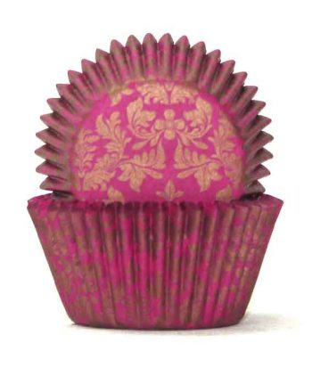 BXP408R 908514 PINK-GOLG HIGH TEA CUPCAKE CASES PCK100