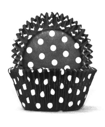black polka dot baking cases