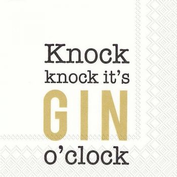 C798809 IHR Cocktail Napkin Knock It’s Gin O’Clock