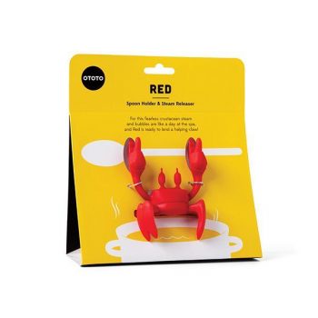 New OTOTO Red Crab Silicone Spoon Rest for Stove Top, Steam