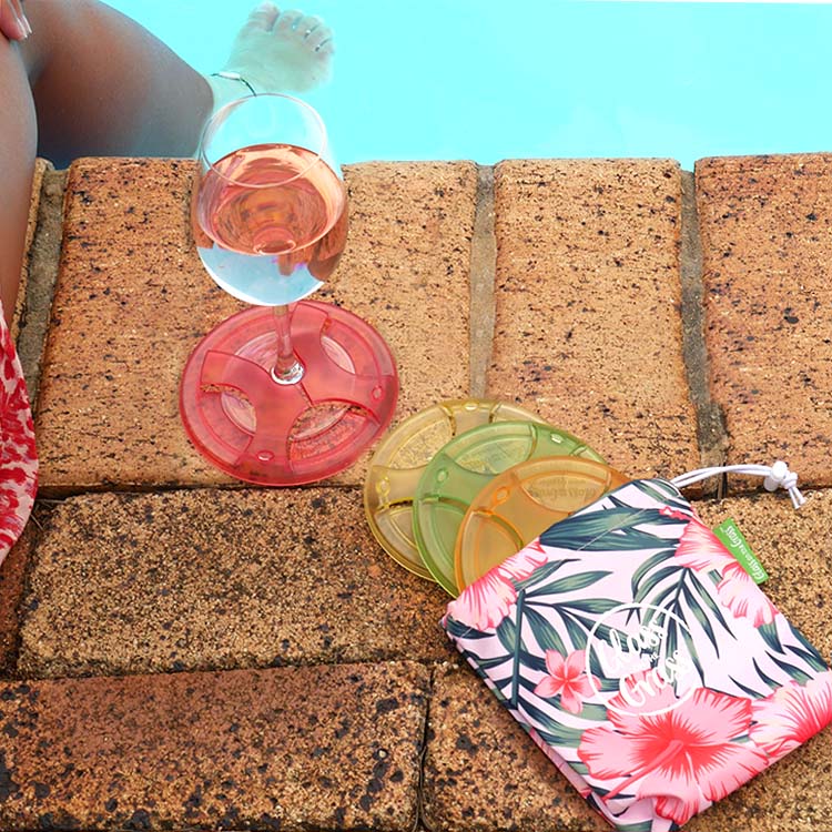 Glass On The Grass Wine Glass Coaster Summer Series Hibiscus Pink Collection Product Image 0