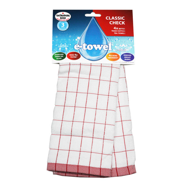 ECloth Tea Towel Classic Check 60x40cm (2 Colours) Chef's Complements