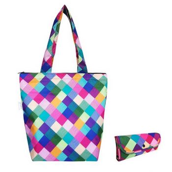 Sachi Insulated Folding Market Tote Harlequin