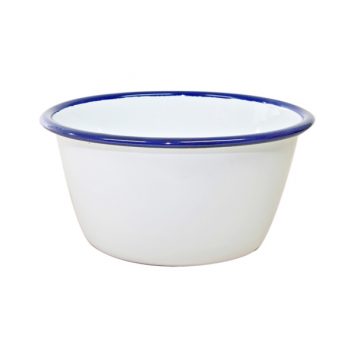 Falcon Enamelware Pudding Basin 12cm White with Blue Rim