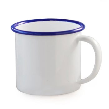 Falcon Enamelware Mug 500ml White with Blue Rim