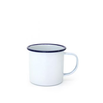 Falcon Enamelware Mug White with Blue Rim