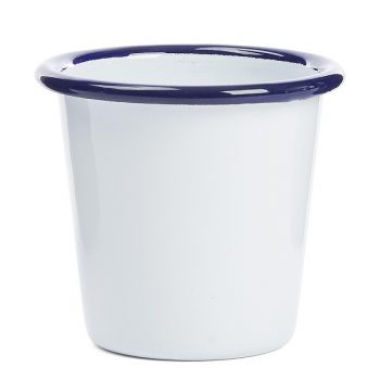 Falcon Enamelware Mini Tumbler 6cm White with Blue Rim