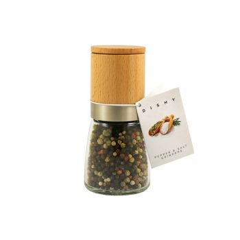 Dishy Wood & Glass Upside Down Mill Gourmet Pepper