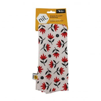 nil Organic Reusable Bread Bag Long Red Pohutukawa