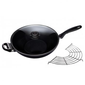 Swiss Diamond XD Induction Non-Stick Wok with Lid & Rack 32cm