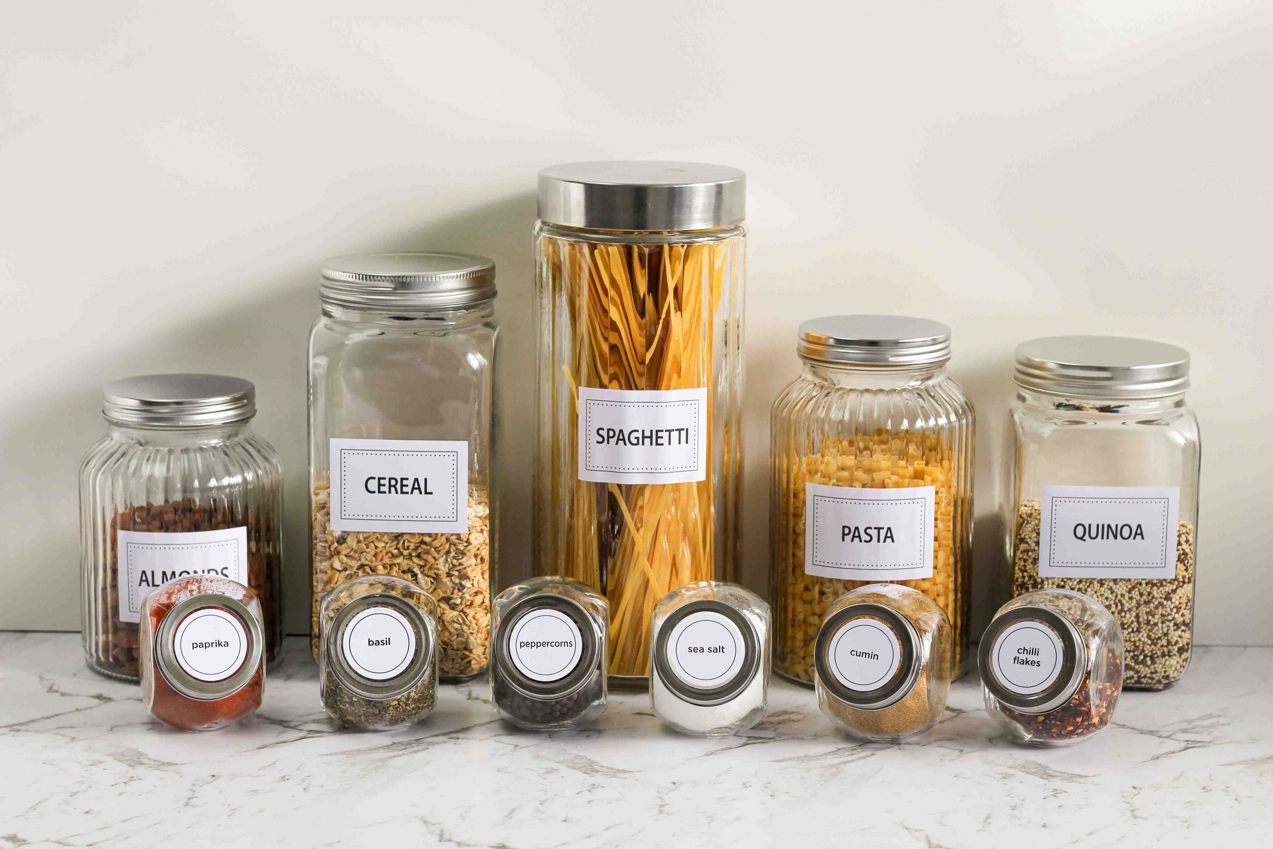 spice jars with labels