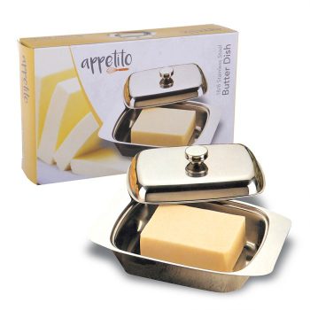 Appetito Stainless Steel Butter Dish with Cover