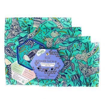 Buzzee Organic Beeswax Wraps Pack of 4 Aqua