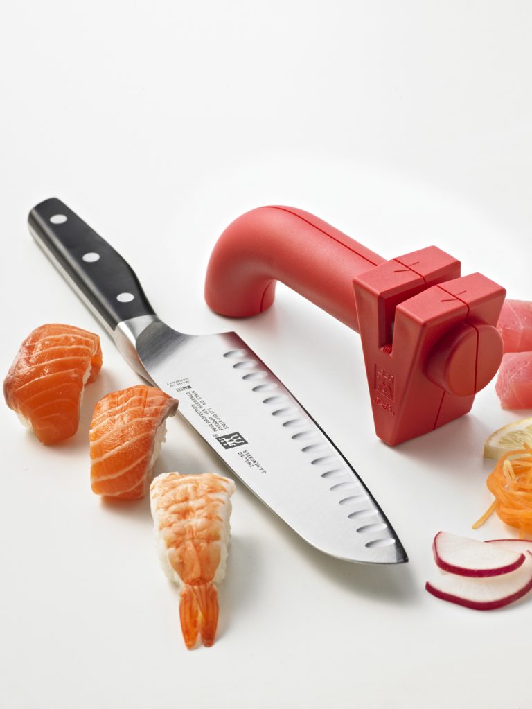 zwilling santokue and sharpener red