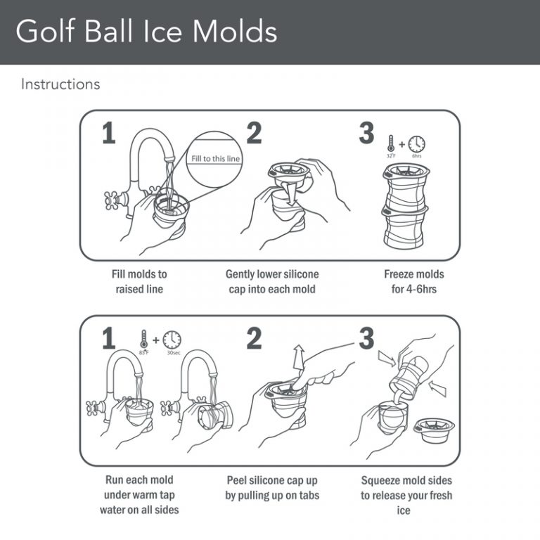 Tovolo Set of 3 Golf Ball 2 1/2 shaped Ice Molds Sphere Mold for Golfers  Drinks