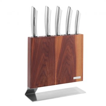 Scanpan Classic Steel Kattegat 6 Piece Knife Block Set Walnut