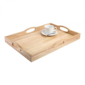 T&G Hevea Wood Large 4-Handled Tray