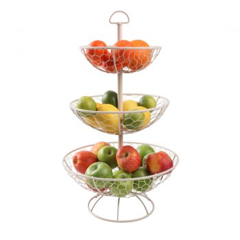 T&G Provence Wire 3-Tier Basket Cream