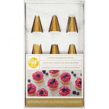 Wilton Piping Tips & Decorating Supplies Set of 17 Navy Blue & Gold