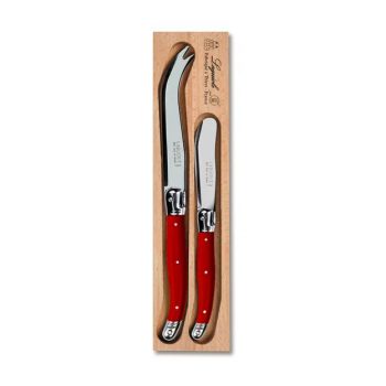 André Verdier Laguiole Debutant 2 Piece Cheese Set Bright Red