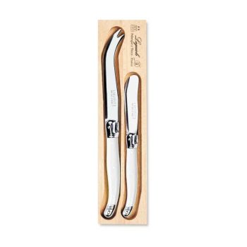 André Verdier Laguiole Debutant 2 Piece Cheese Set White
