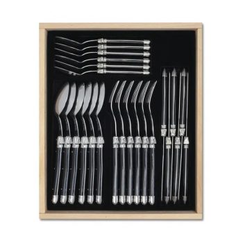 André Verdier Laguiole Debutant Cutlery Set of 24 Black