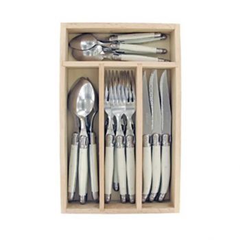 André Verdier Laguiole Debutant Cutlery Tray Set of 24 White