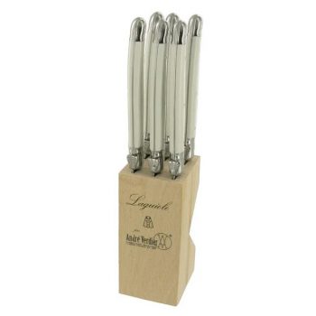 André Verdier Laguiole Debutant Knife Block Set of 6 White