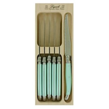 André Verdier Laguiole Debutant Knife Set of 6 Pale Green