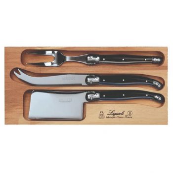 André Verdier Laguiole Debutant 3 Piece Cheese Set Black