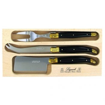 André Verdier Laguiole Debutant 3 Piece Cheese Set Brass