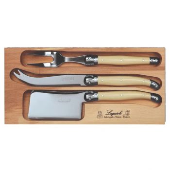 André Verdier Laguiole Debutant 3 Piece Cheese Set Ivory