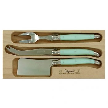 André Verdier Laguiole Debutant 3 Piece Cheese Set Pale Green