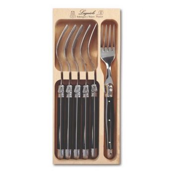 André Verdier Laguiole Debutant Fork Set of 6 Black