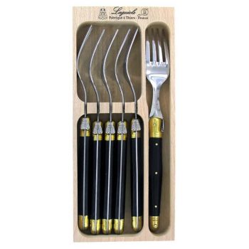 André Verdier Laguiole Debutant Fork Set of 6 Brass