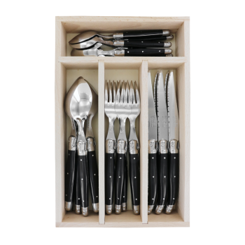 André Verdier Laguiole Debutant Cutlery Black Set of 24