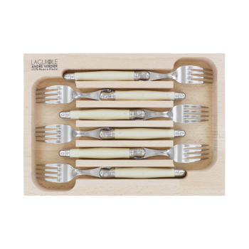 André Verdier Laguiole Debutant Fork Set of 6 Ivory