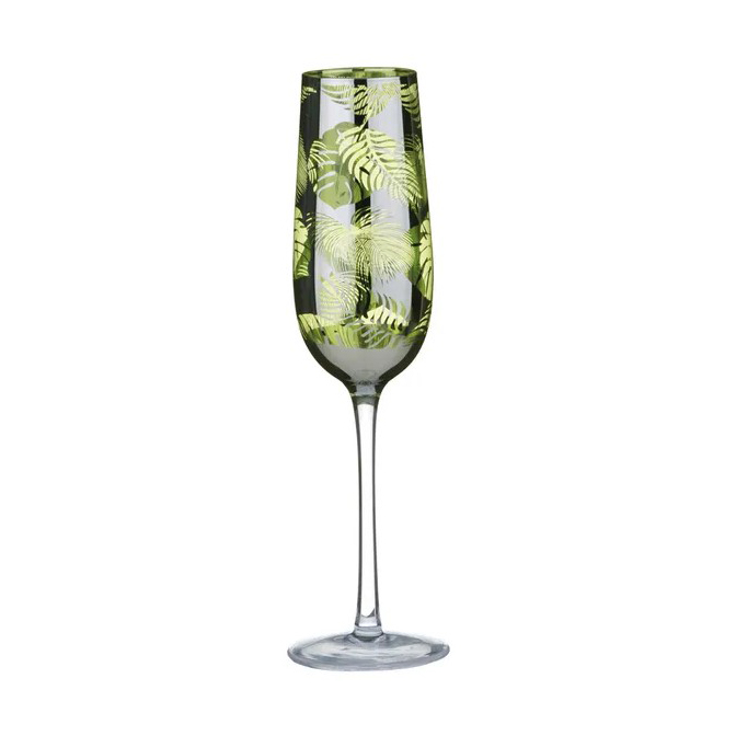 tropical leaves Champagne Flute