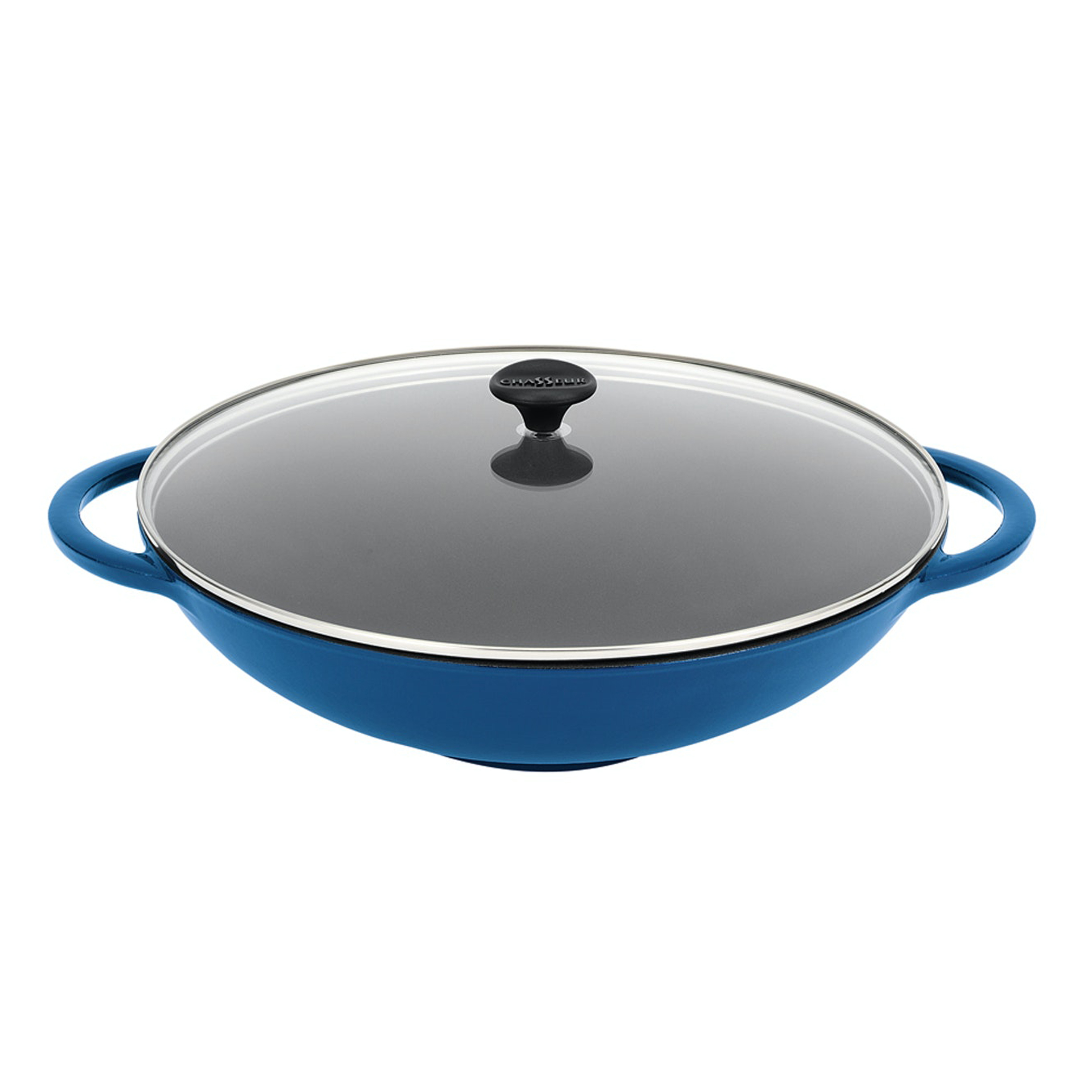 Chasseur Cast Iron Wok with Glass Lid 37cm (4 Colours) Chef's Complements