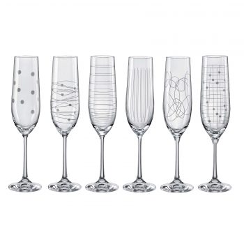 Bohemia Crystal Elements Champagne Flute Set of 6