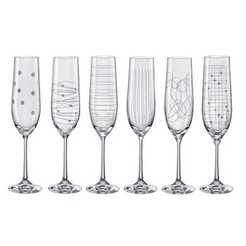 Bohemia Crystal Elements Champagne Flute Set of 6