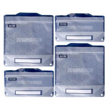 Russbe Snack & Sandwich Bags Pack of 4 Metallic Hexagrid
