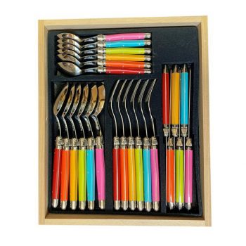 André Verdier Laguiole Debutant Cutlery Tray Set of 24 Spring