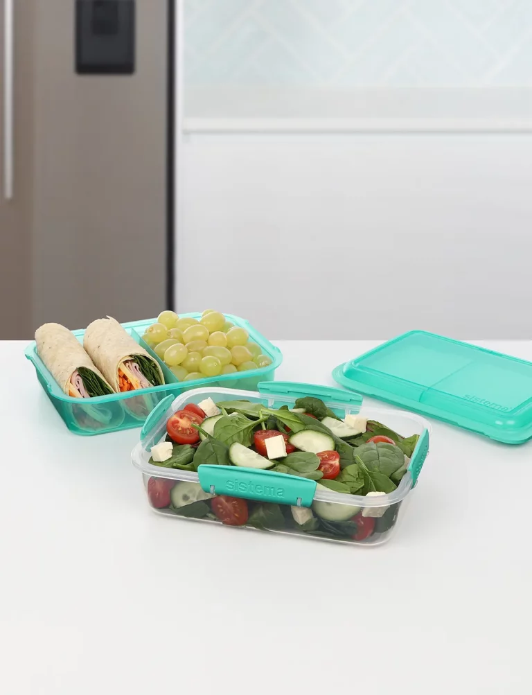 Sistema Lunch Stack to Go, Stackable Lunch Containers, 4-Pack