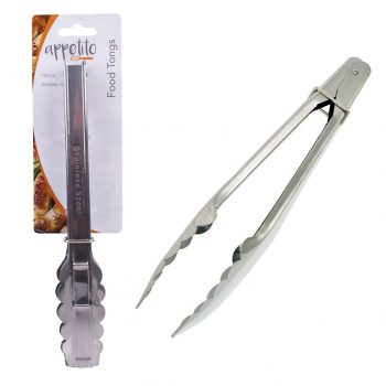 Appetito Stainless Steel Tongs with Flat Tip