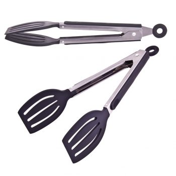 Appetito Stainless Steel Spatula Tongs Black 23cm