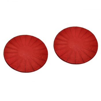 Teaology Cast Iron Coasters Set of 2 Ribbed Red/Black