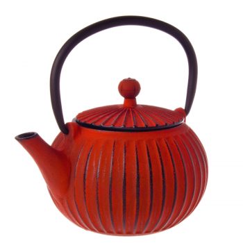 Teaology Cast Iron Teapot 500ml Ribbed Red/Black