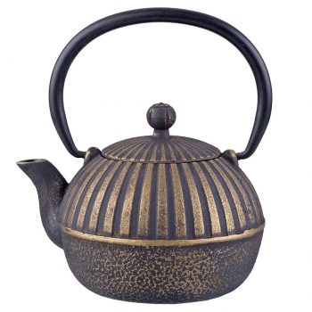 Teaology Cast Iron Teapot 500ml Imperial Stripe Black/Gold