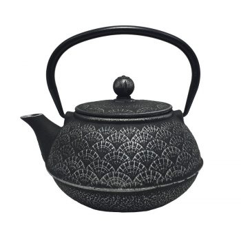 Teaology Cast Iron Teapot 800ml Oriental Fan Black/Silver